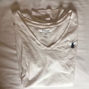 Small White Ralph Lauren V-Neck T Shirt